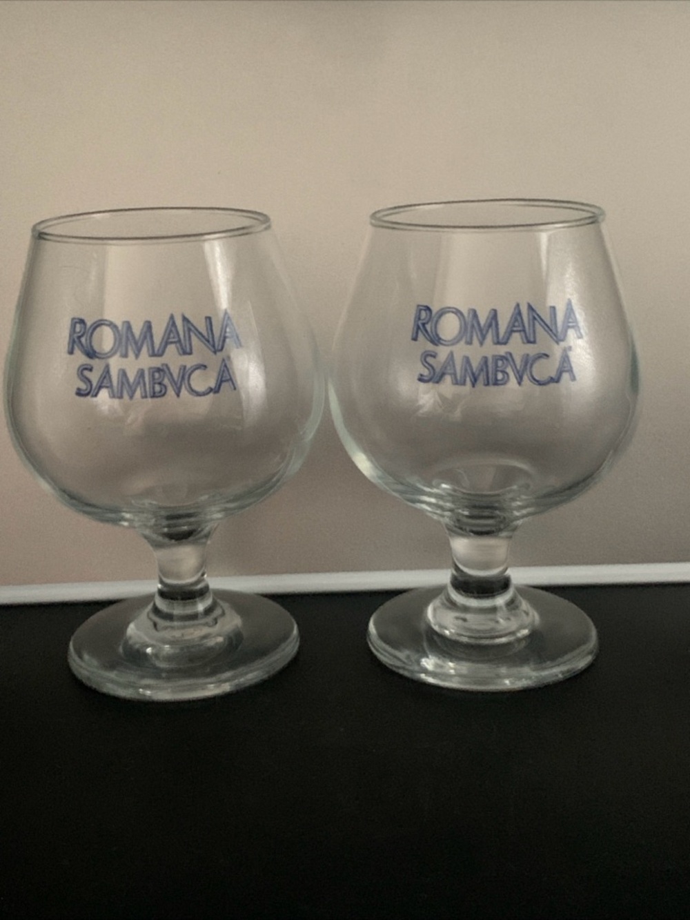 Vintage Romana Sambuca Snifter Liqueur Lot of 2 Stemmed Round Base